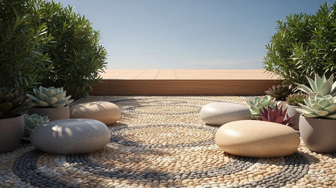 Parterre avec cailloux sans entretien moderne : 7 astuces pour réussir