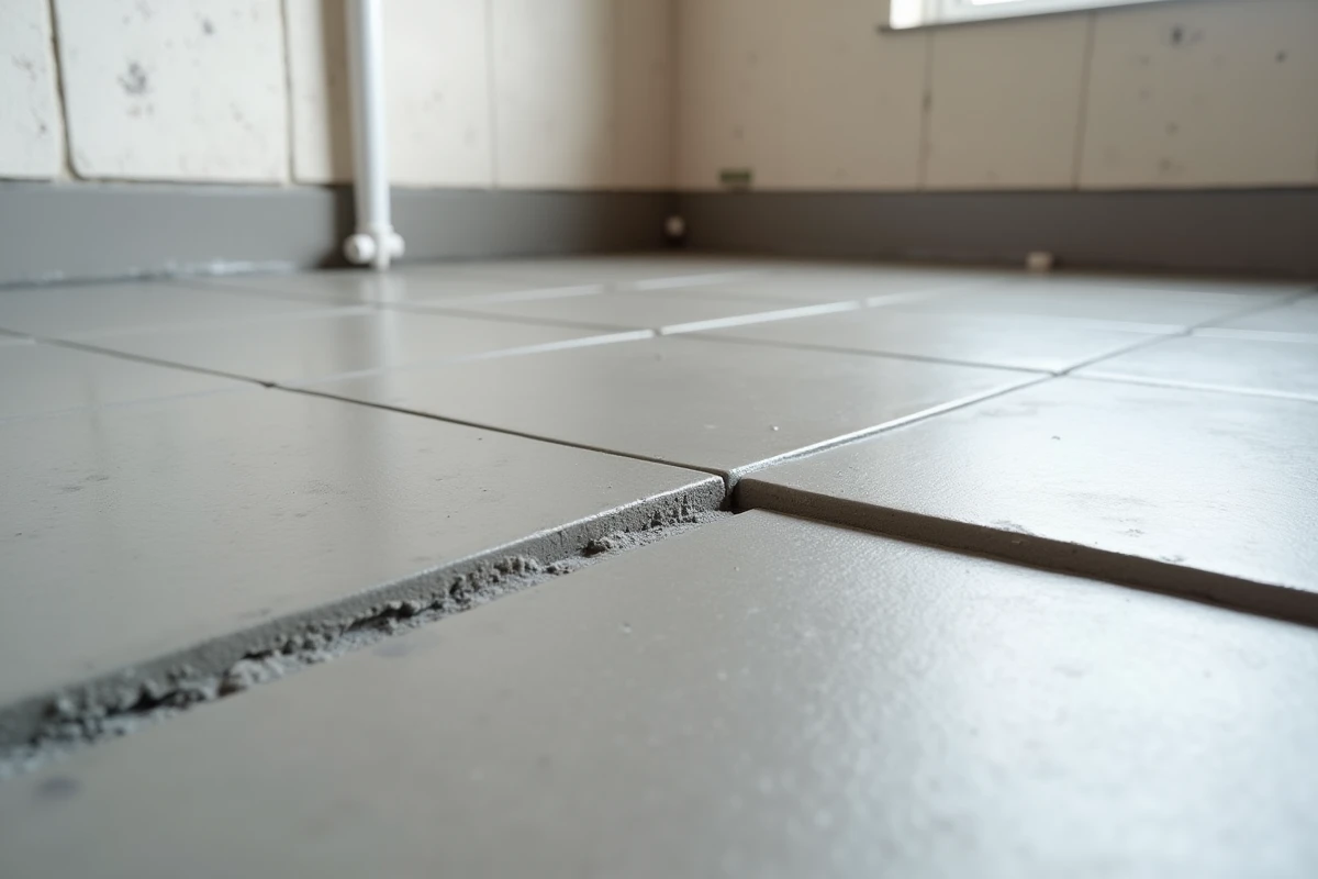Détail de joint de dilatation entre chape et carrelage dans un sous-sol fini avec membrane d'étanchéité