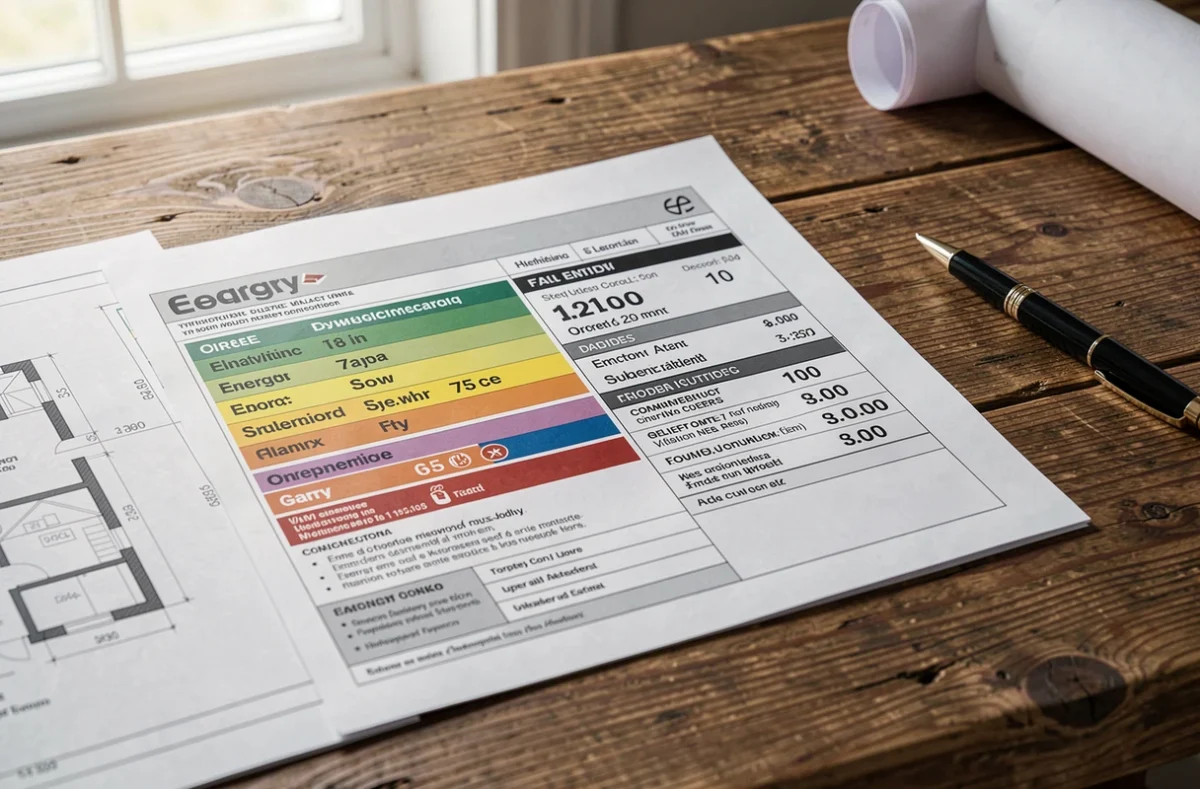 Rapport de diagnostic posé sur une table avec un plan de maison