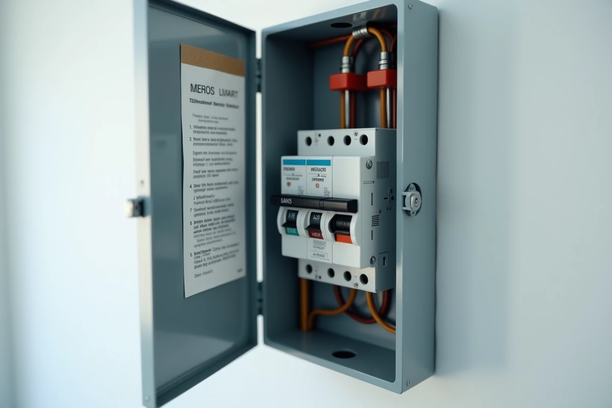 Tableau électrique avec disjoncteur dédié au chauffe-eau thermodynamique et relais heures creuses